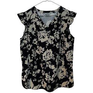 Hester & Orchard Top Linen Blend Brown & Cream Floral S